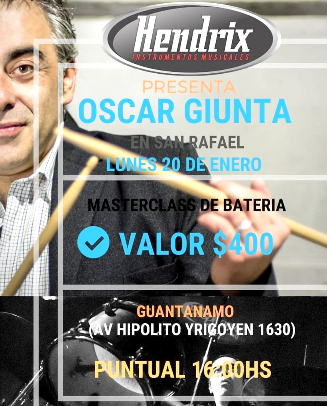 El reconocido baterista Oscar Giunta presentará su nuevo disco en San Rafael