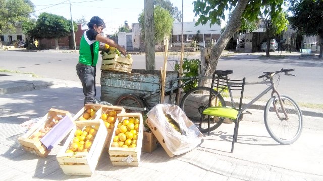 El cartonero solidario regala frutas  y verduras a los necesitados