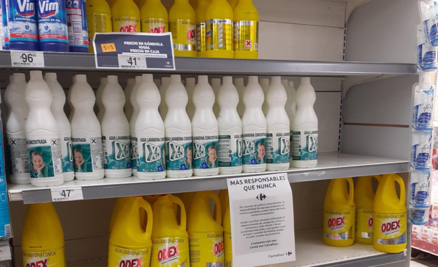 En distritos vecinos se organizan para  comprar lavandina o cloro para desinfectar