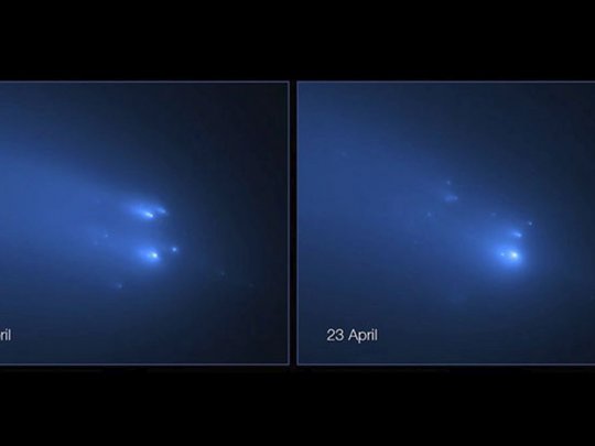 El Hubble logró impresionantes imágenes de un cometa que se rompió en pleno universo