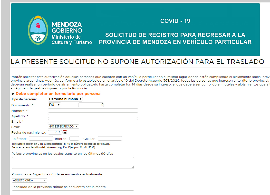 Habilitan formulario para mendocinos que quieran regresar de otras provincias