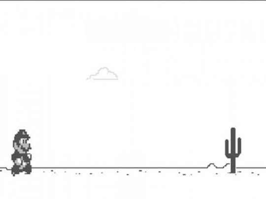 El truco para convertir al dinosaurio de Google en Mario Bros