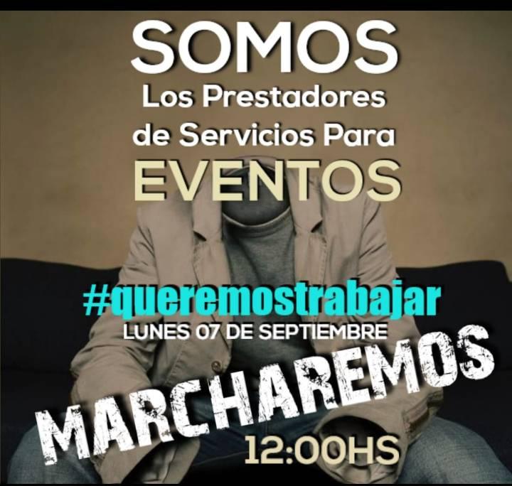 Prestadores de servicios  para eventos marcharán  mañana al mediodía