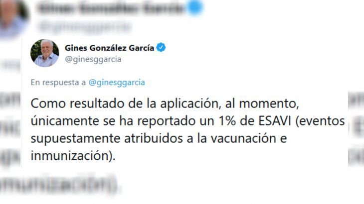 González García se refirió a las reacciones adversas a la vacuna Sputnik V