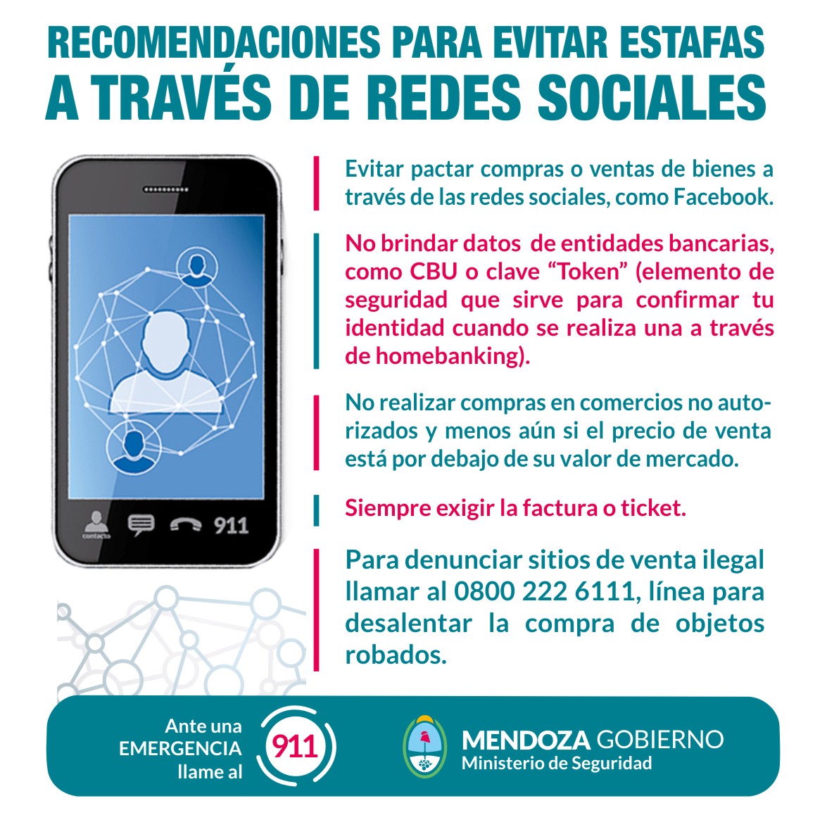 El Ministerio de Seguridad advierte los peligros al pactar ventas a través de Facebook