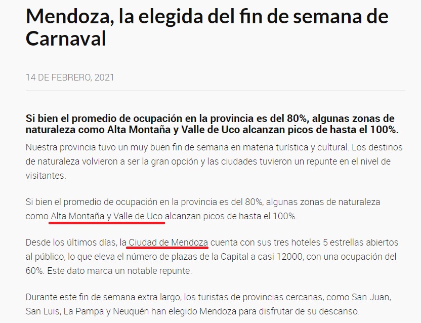 Se “olvidaron” de San Rafael  entre los destinos más elegidos de Mendoza