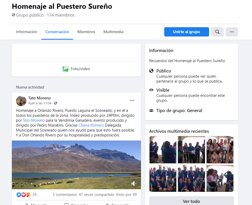Organizaron un grupo virtual  para homenajear al Puestero Sureño