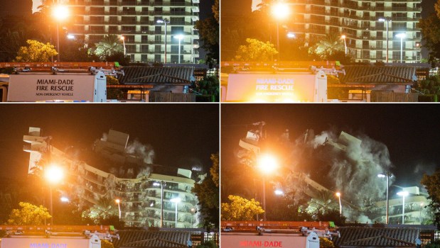 Demolieron con una explosión controlada los restos del edificio Champlain en Miami