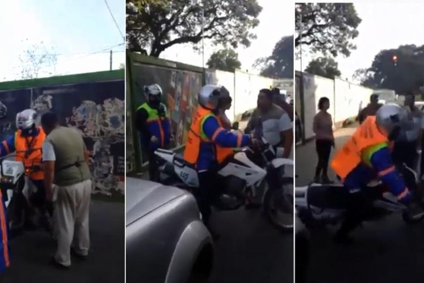 Fue «noqueado» un agente de tránsito que le hacía una multa al hijo del violento agresor (VIDEO)