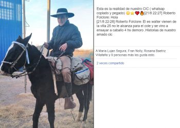No tiene para el colectivo y va a sus clases de Folclore a caballo