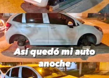 Le robaron las ruedas de su auto frente al barrio TAC