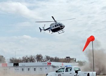 Un helicóptero Halcón trasladó un bebé a la ciudad de Mendoza