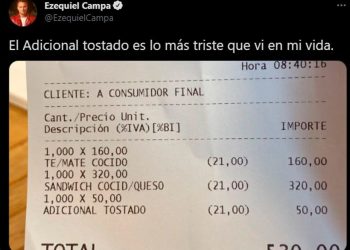 “Lo más triste que vi en mi vida”: el insólito adicional en el ticket de un bar argentino que causó indignación en las redes sociales
