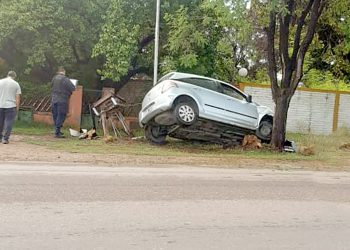 Fuerte choque de un automóvil contra un árbol