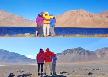 Alertan sobre la importante retracción que sufre la Laguna del Diamante