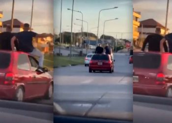 Imprudencia y descontrol: salieron de una fiesta y viajaron sentados en el techo de un auto