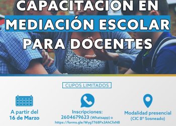 El lunes comienza la inscripción a un curso de Mediación Escolar