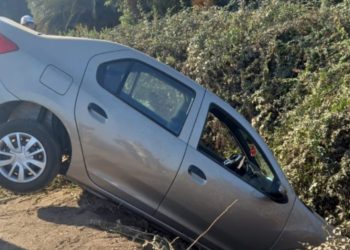 Tomó su primera clase de manejo y terminó con el auto en una zanja