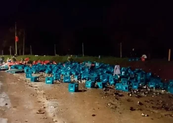 Volcó un camión con cervezas y los vecinos se llevaron absolutamente todo
