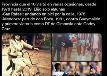 El hilo viral de Maradona con una inolvidable  foto en San Rafael