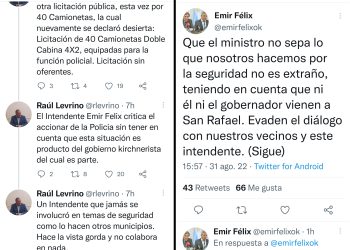 Cruce en redes sociales entre Levrino y Félix  por recursos policiales del sur