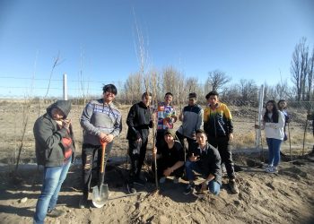 El Club de Leones y una importante  tarea de forestación en El Sosneado