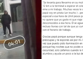 Su papá la acompaña todas las madrugadas a la parada del colectivo y emocionó a las redes con su carta viral: “Gracias”