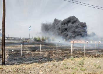 Gran incendio en la  empresa Villa Atuel S. A.