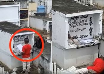 El conmovedor video de un nene que visitó la tumba de su mamá para mostrarle las notas del boletín