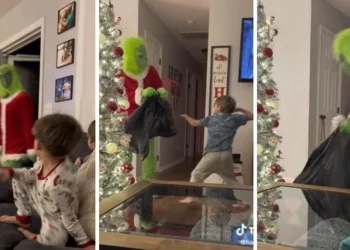 Se les fue la mano: Un padre se disfrazó de Grinch y la dramática reacción de sus hijos se hizo viral