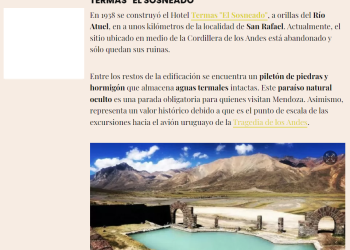 El Sosneado entre los “rincones ocultos”  paradisíacos de Mendoza