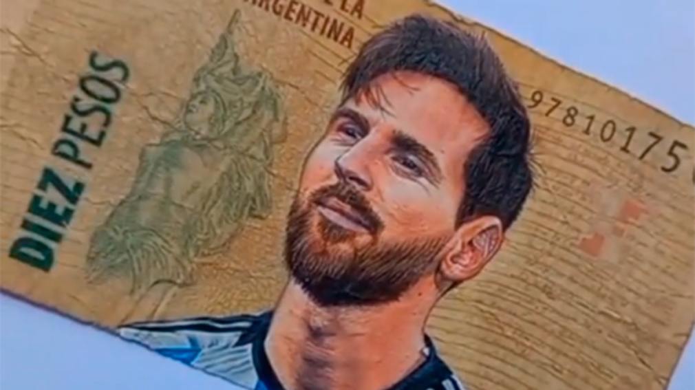 Un artista pintó a Messi en un billete de $10 y rechazó venderlo por 60 mil:  “Se lo quiero regalar a él” - Diario San Rafael