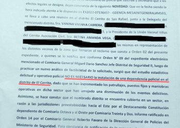 Nuevamente vecinos del distrito El Cerrito solicitan mayor  presencia policial