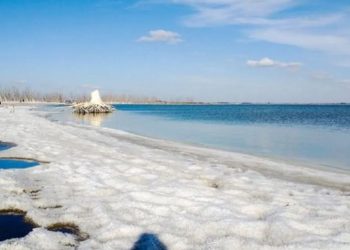 «Nieve salada»: Un manto blanco cubrió las costas del Lago Epecuén en Carhué