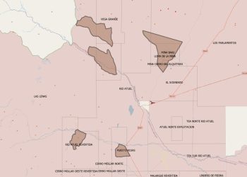 Hay 61 zonas petroleras  dentro del polígono delimitado por el INAI para el asentamiento de autopercibidos mapuches