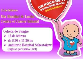 Hoy miércoles llevarán a cabo una colecta de  sangre en el hospital Schestakow