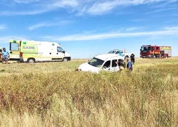 Pareja de sanrafaelinos sufrió un vuelco en General Villegas