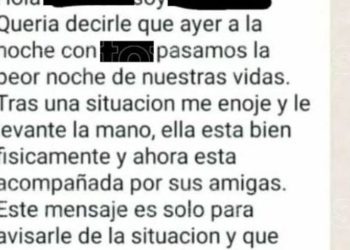 Golpeó a su pareja y luego le avisó a su suegra a través de un mensaje: «Me enojé y le levanté la mano»