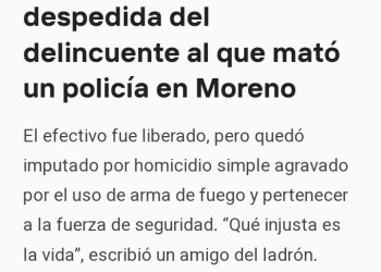 “Fuiste un re ladrón”: la despedida del delincuente al que mató un policía en Moreno