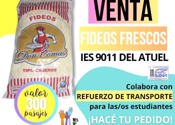 Estudiantes del IES Del Atuel venden fideos para ayudara los compañeros con los viajes