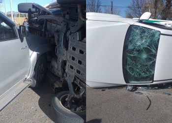 Chocaron dos camionetas en el cruce de las rutas 144 y 143