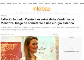 La muerte de Jaquelin Carrieri llegó a la prensa nacional