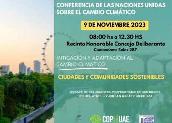 Con alumnos del IES del Atuel: segunda simulación debate sobre el Cambio Climático