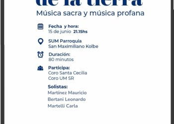 Se desarrollará el concierto “Notas del Cielo y de la Tierra” con música sacra y profana