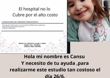 Una niña de tres años requiere un costoso estudio cerebral y debe hacérselo el miércoles