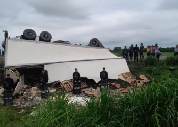 Así un grupo de vecinos robó fiambres de un camión que volcó sobre la ruta nacional 9