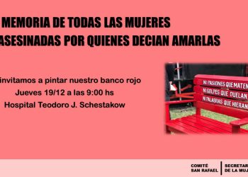 Pintar el dolor para construir conciencia: un banco rojo contra los femicidios en San Rafael