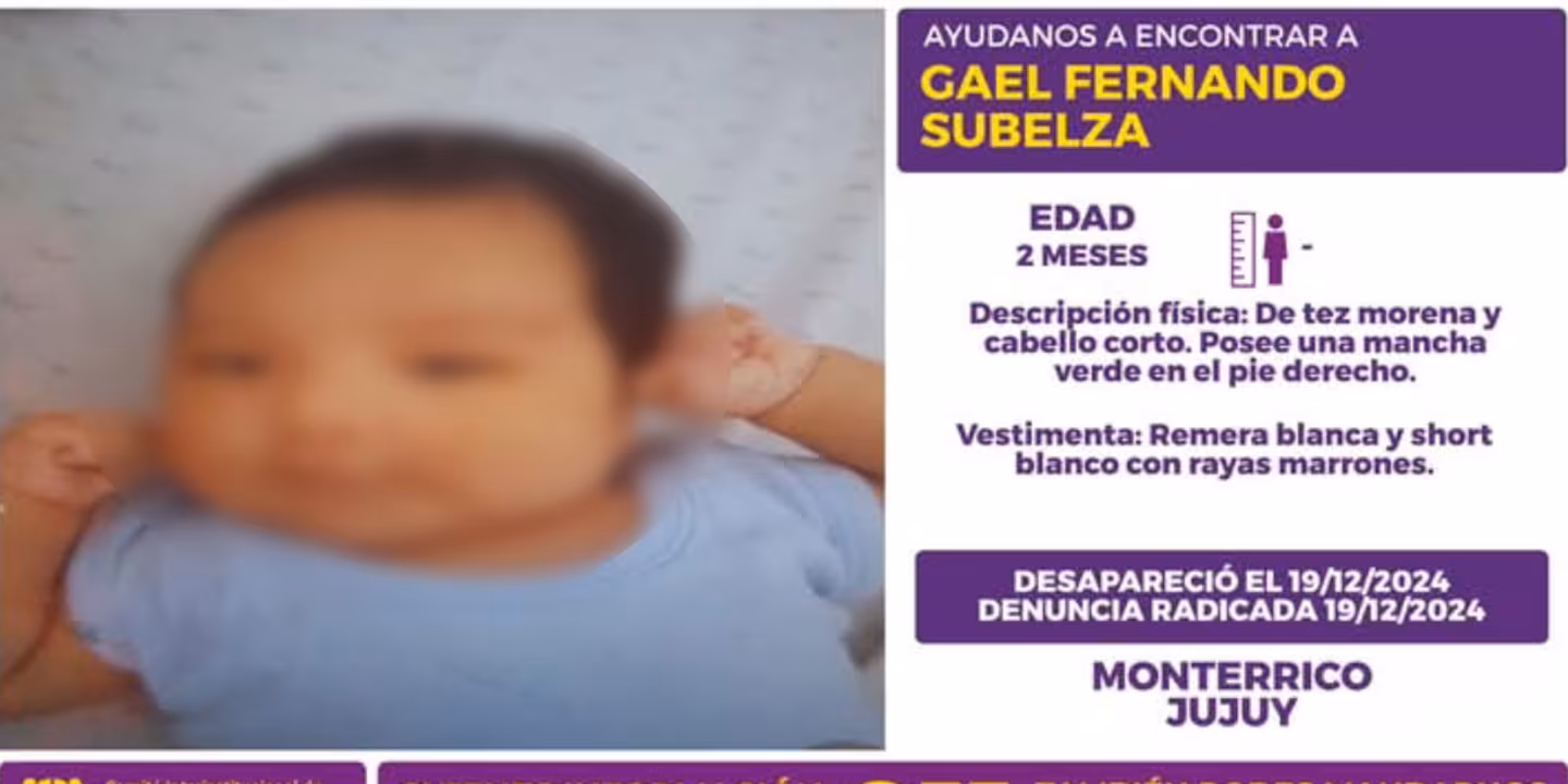 Encontraron el cuerpo de Gael, el bebé de dos meses que era desesperadamente buscado en Jujuy, y la conmoción es total por los aberrantes detalles
