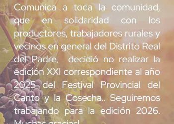 El Festival del Canto y la Cosecha no se realizará por el desastre de la tormenta en Real del Padre