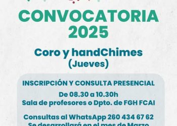 Abierta la convocatoria para formar parte del coro y handChimes de la FCAI